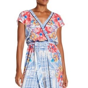 Flying Tomato wide leg floral tie neck jumpsuit
